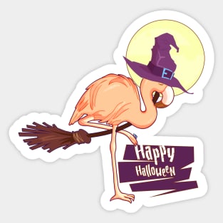 Flamingo Happy Halloween Sticker